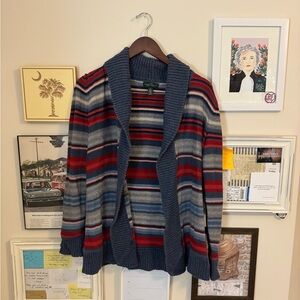 Ralph Lauren Red and Blue Cardigan Sweater